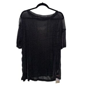 NWT WDIRARA Sheer Black Glitter Top size Large